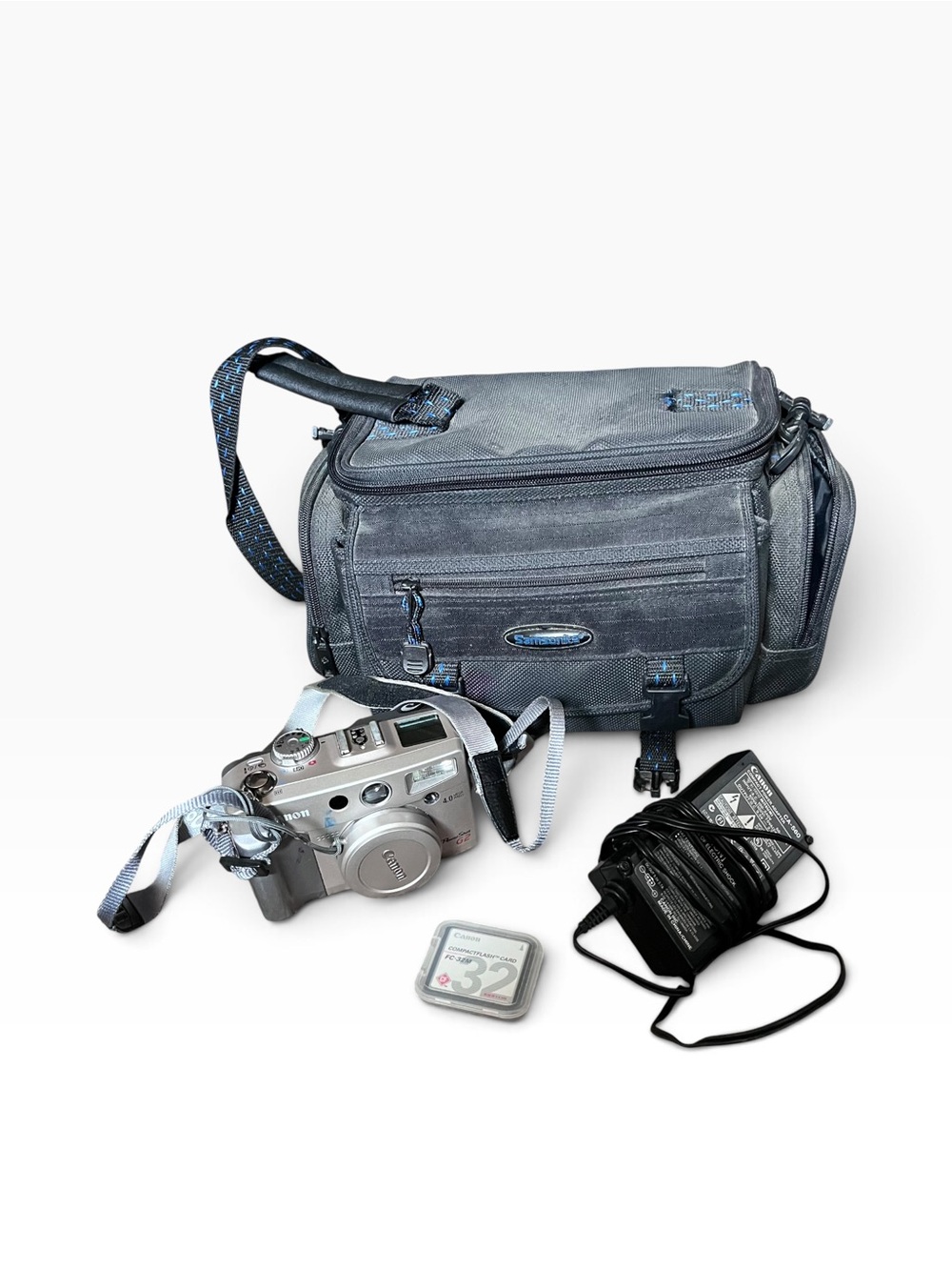 Vtg Canon PowerShot G2 4.0MP Digital Camera PC-1015 Battery, Memory Card & Case